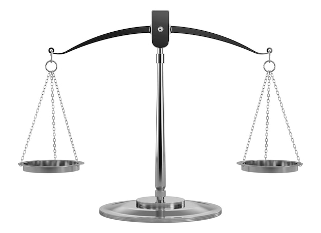 PSD 3d illustration of scales of justice isolated on transparent background