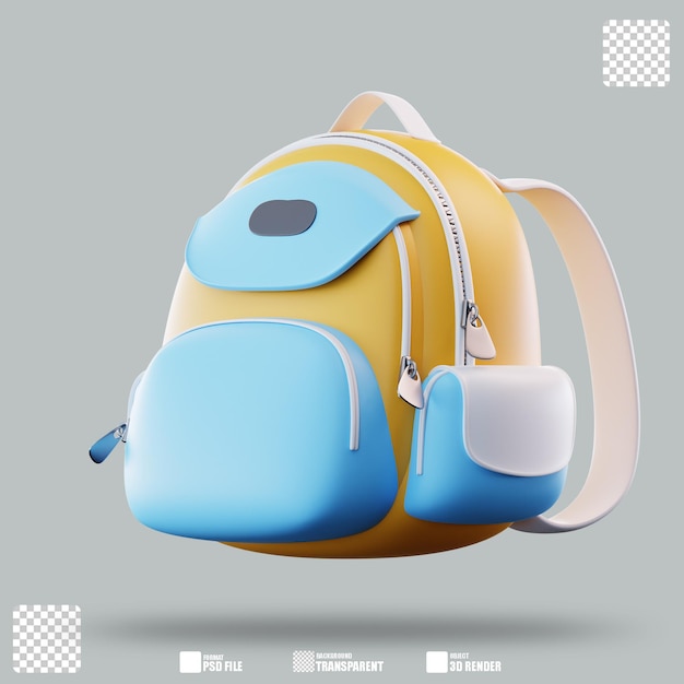 3D 일러스트레이션 학교 가방