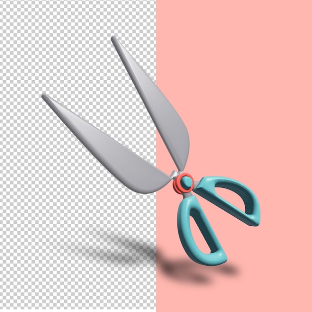 3d illustration of scissors with cyan handle