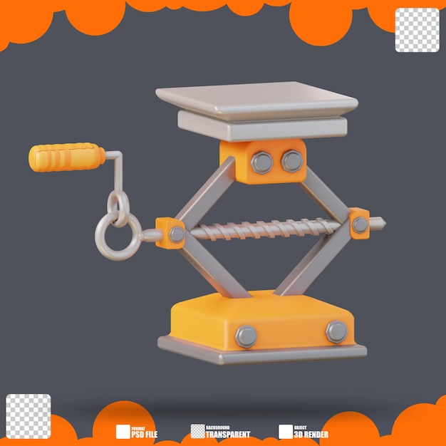 PSD 3d illustration screw jack 3