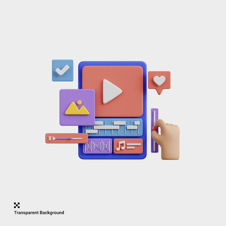 PSD 3d illustration of seamless footage editing workflow