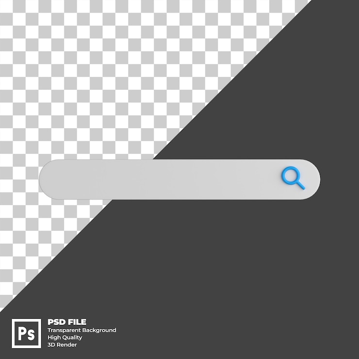 PSD 3d-иллюстрация панели поиска или поисковой оптимизации seo