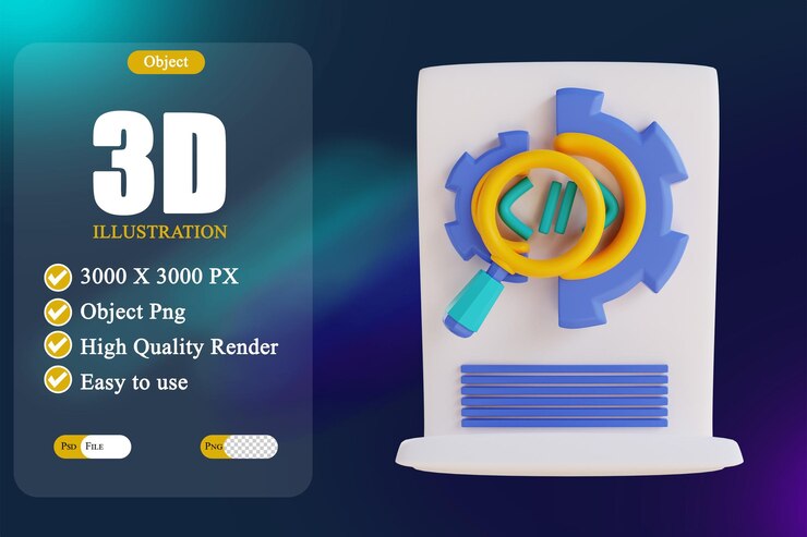 PSD 3d illustration search code