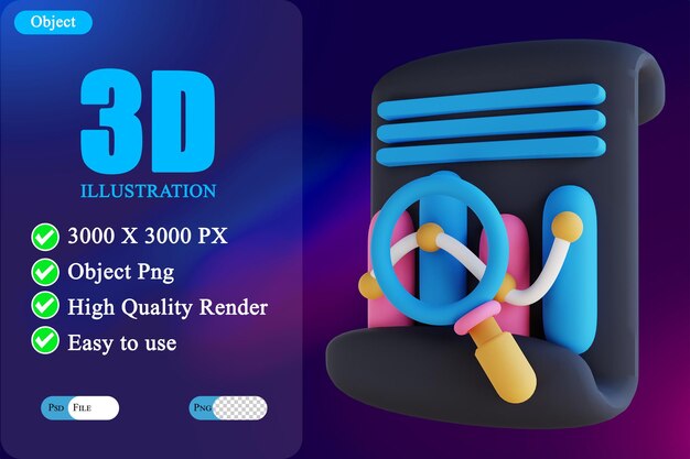 PSD 3d illustration search data analysis