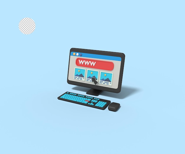 3d illustration of a search engine on a computer