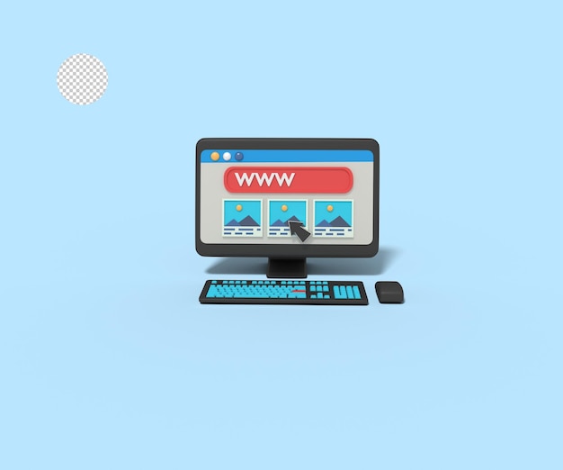 3d illustration of a search engine on a computer