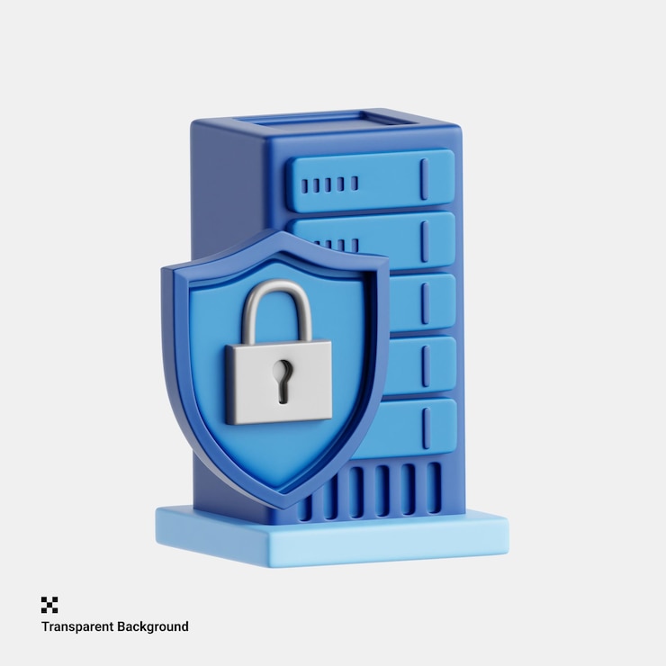 PSD 3d illustration of secure server architecture