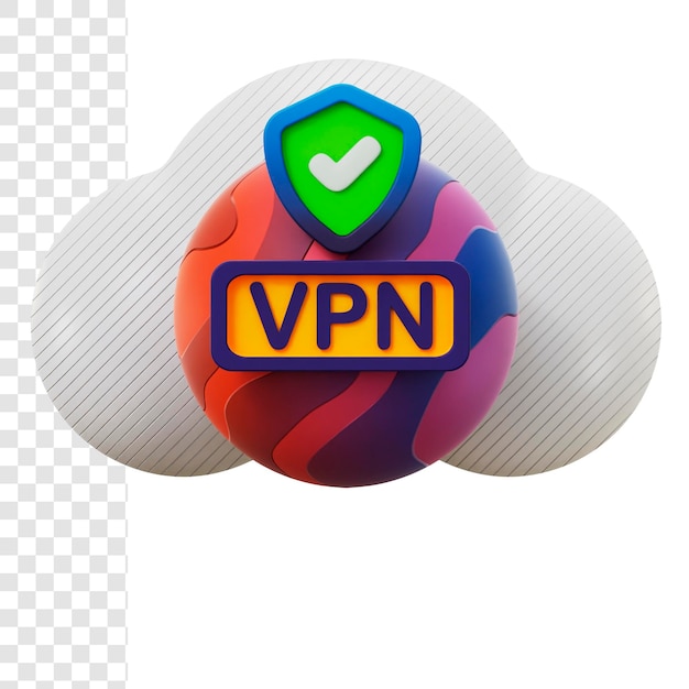 PSD illustrazione 3d vpn sicura