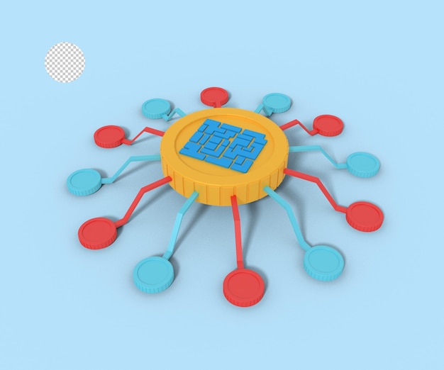 PSD 3d illustration of security code qr network