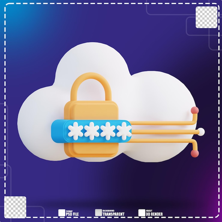 PSD 3d illustration of security data cloud 2