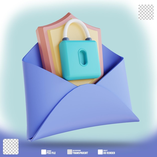 3d illustration security email 2