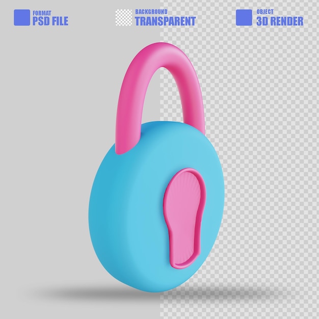 PSD 3d illustration security lock 2