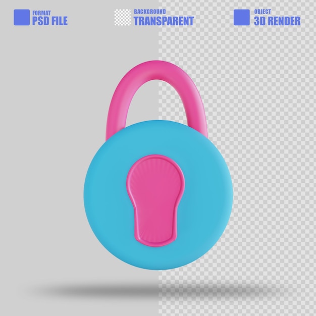 PSD 3d illustration security lock