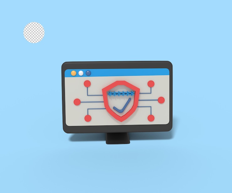 PSD 3d illustration of security password input successful