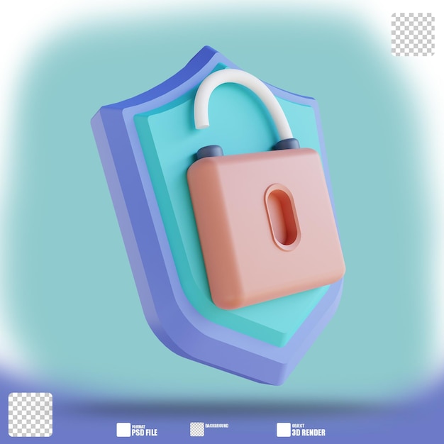 3D illustration security unlock 2