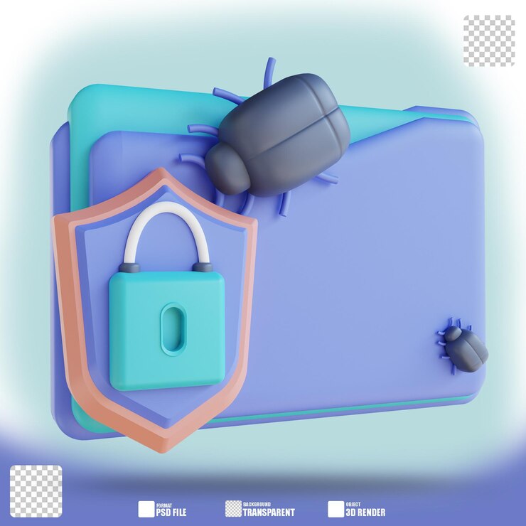 PSD папка вируса безопасности 3d иллюстрации 3