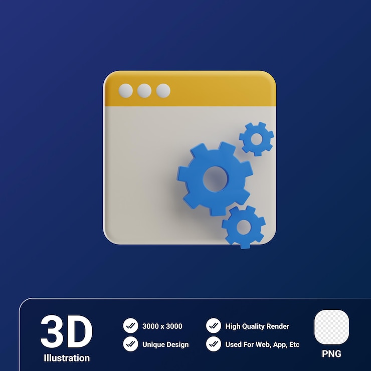 PSD 3d illustration seo optimization window setting