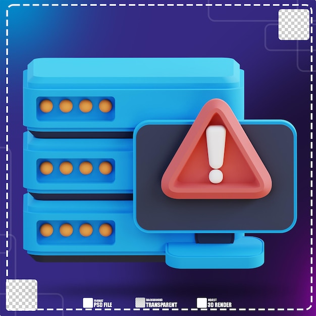 PSD 3d illustration of server data security alarm 2