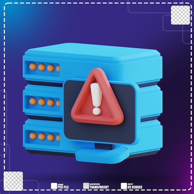 3d illustration of server data security alarm 3