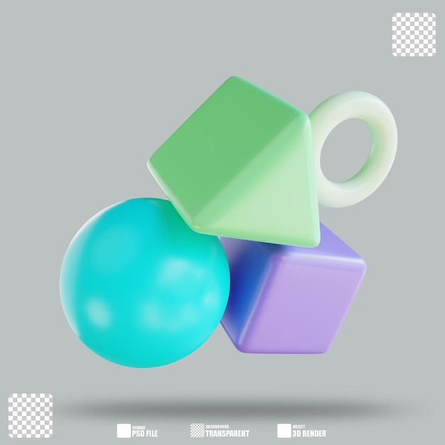 PSD 3d illustration shapes design 3