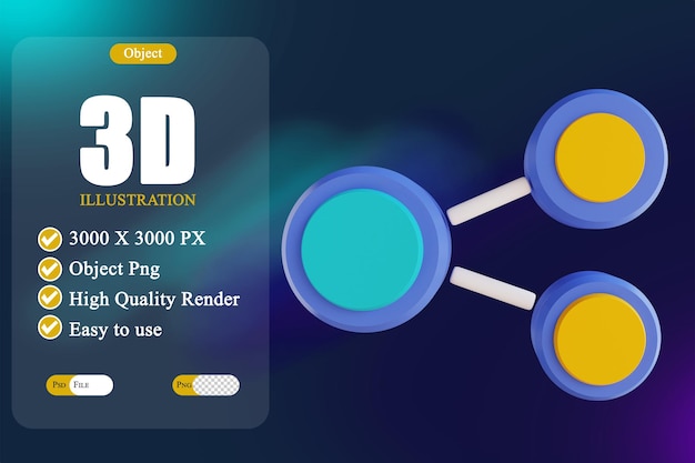 Illustrazione 3d condividi informazioni 3