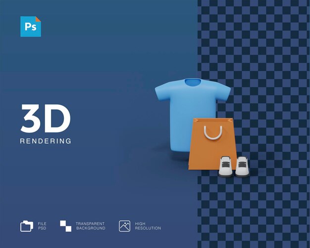 Сумка для покупок и предмет 3d иллюстрации