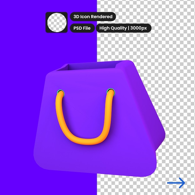 Illustrazione 3d shopping bag isolato su sfondo bianco