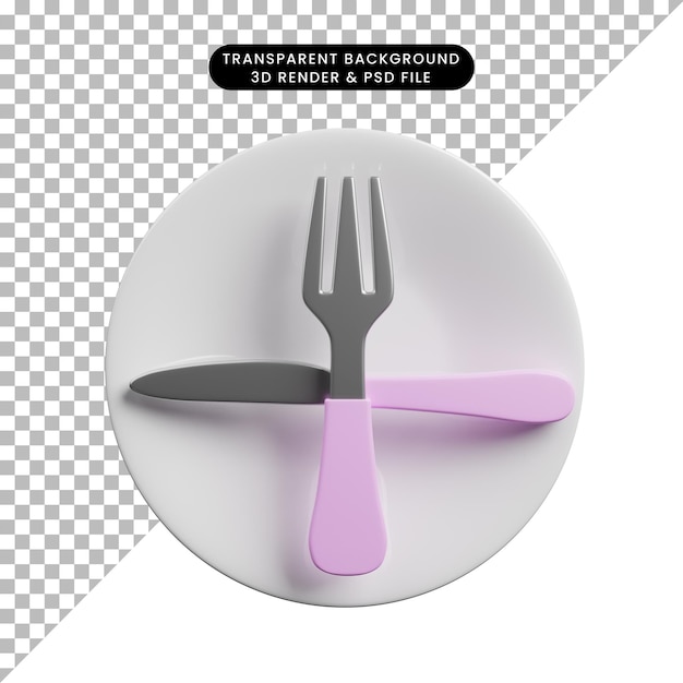 3d illustration of sign language with cutlery concept ready for the next menu