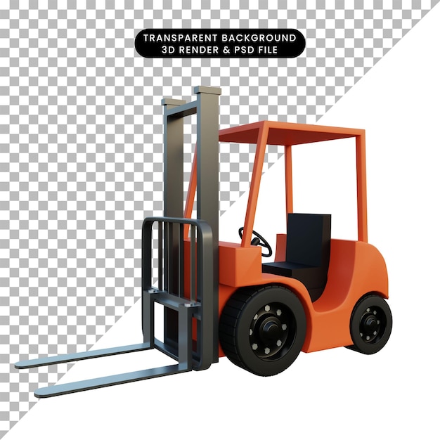 PSD 3d illustration of simple forklift