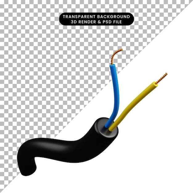 3d illustration of simple icon cable