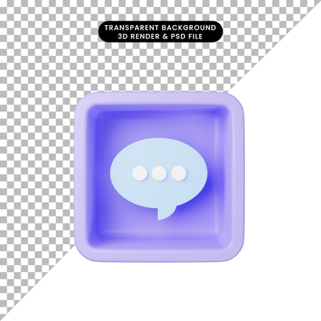 3d illustration of simple icon chat bubble on cube