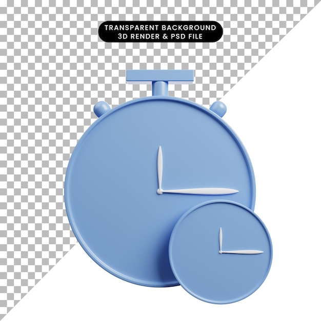 3d illustration of simple icon concept time clock