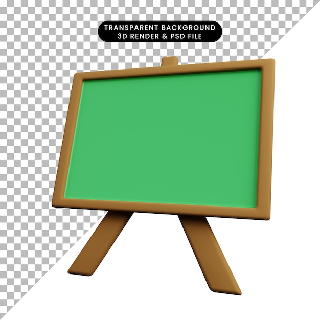 PSD 3d illustration of simple icon green blackboard