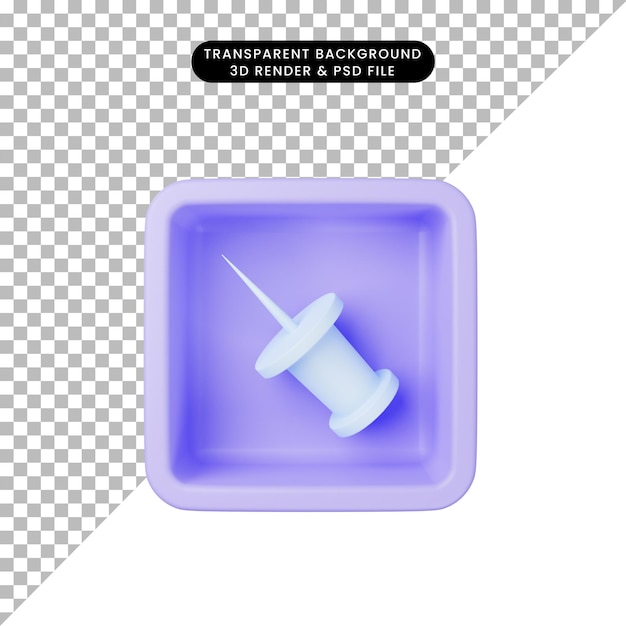 PSD 3d illustration of simple icon paper clip pin on cube