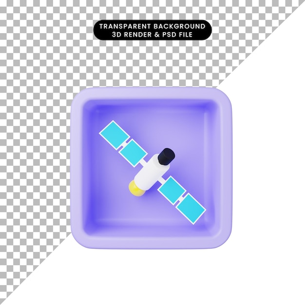 3d illustration of simple icon satellite on cube
