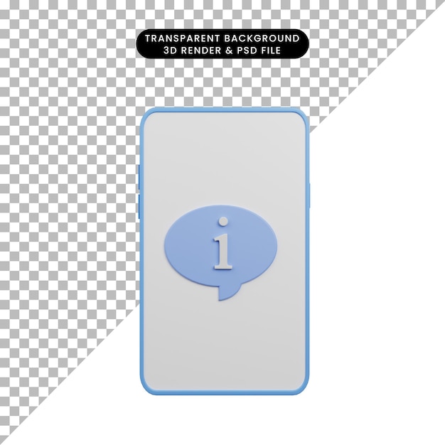 3d illustration of simple icon smartphone with i icon