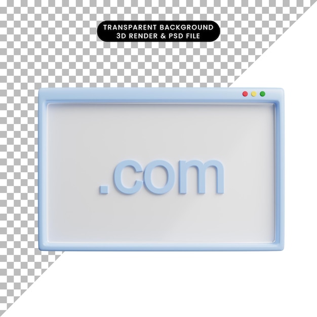 3d illustrazione semplice icona web essentials dominio com