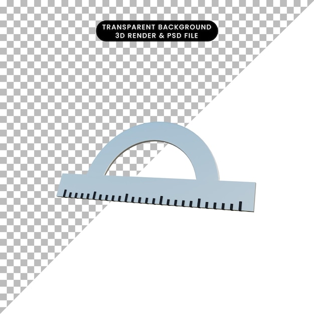 PSD 3d illustration simple object construction ruller