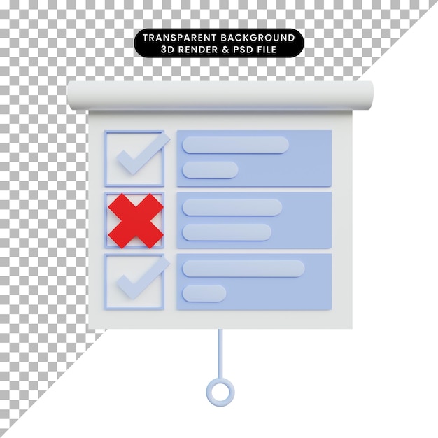 3d illustration simple object data report board