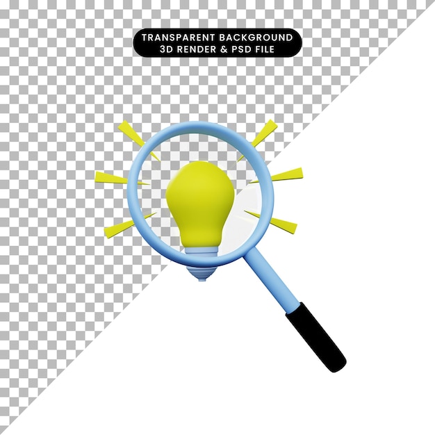 3d illustration of simple object magnifying shot to light bulb