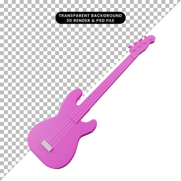 PSD 3d illustration of simple object musical instrument bass