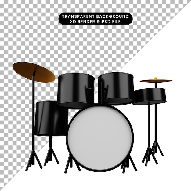 PSD 3d illustration of simple object musical instrument drum