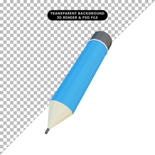 3d illustration simple object pencil