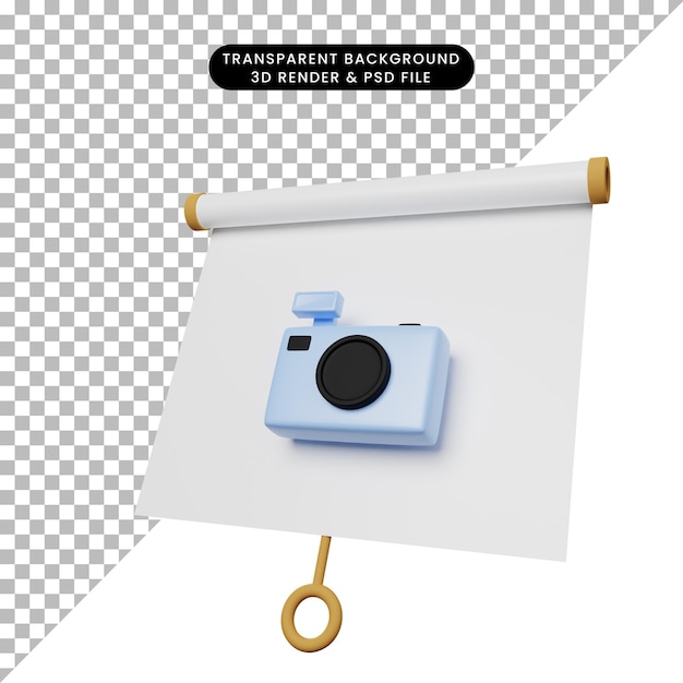 PSD 3d illustration of simple object presentation board slightly tilted view with camera