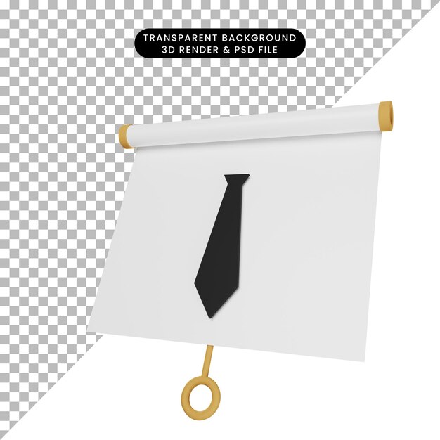 3d illustration of simple object presentation board slightly tilted view with tie