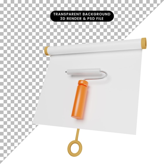 壁の絵のツールでビューをわずかに傾けたシンプルなオブジェクトのプレゼンテーションボードの3dイラスト