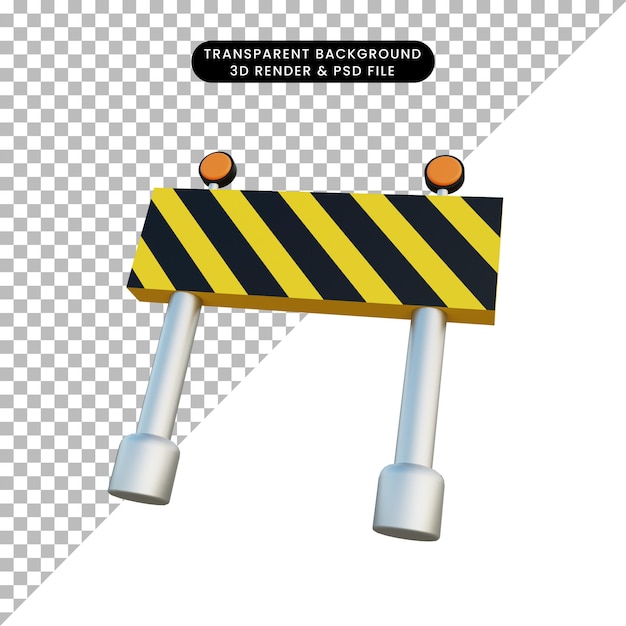 PSD 3d illustration simple object road block sign