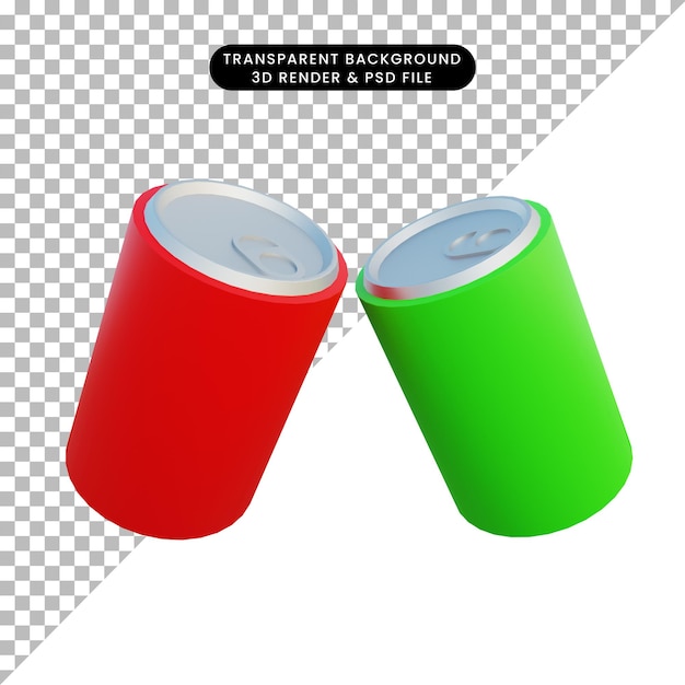 3d illustration simple object soda cans