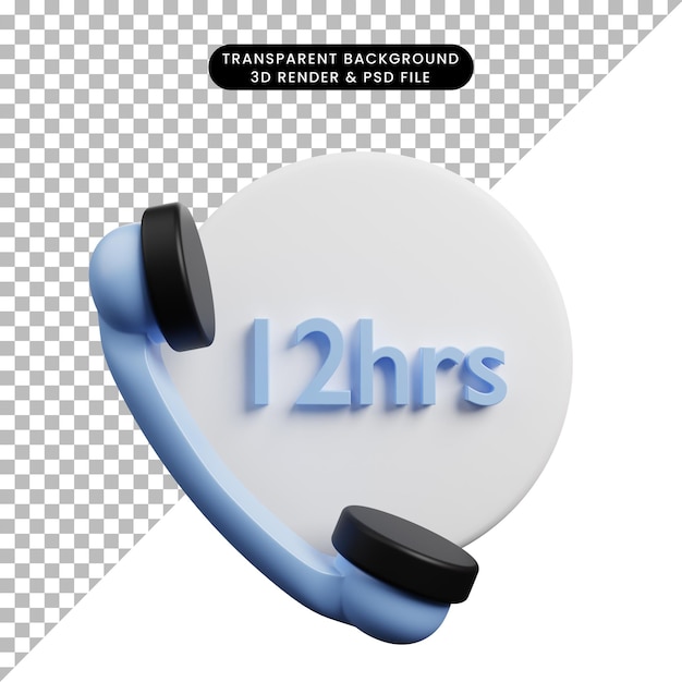 3d illustration of simple object telephone 12 hours