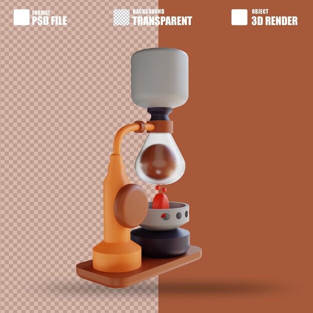 PSD 3d illustration siphon coffee 3